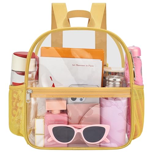 Image of Oraben Clear Backpack for Stadium Events, Clear Stadium Bag 12 x 6 x 11 in | Clear Bag for Game Day ,Sportsing, Concerts Works , Fast Security Check, Waterproof PVC, Adjustable Straps,2 Side Pockets