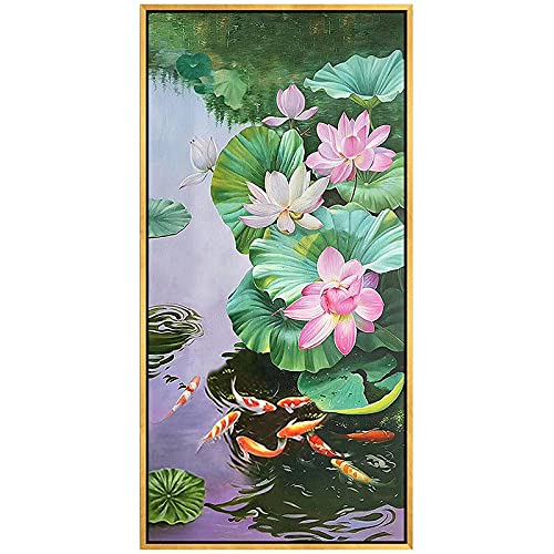 Kits diamant painting complet grand format lotus rose 50x100cm idee cadeau loisirs creatifs
