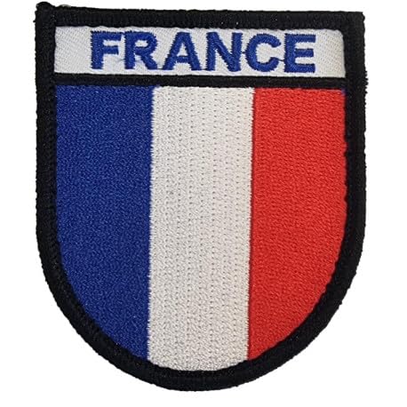 Écusson France Brodé avec Velcro, Patch Drapeau Tricolore, Bleu Blanc Rouge, 70 mm x 70 mm