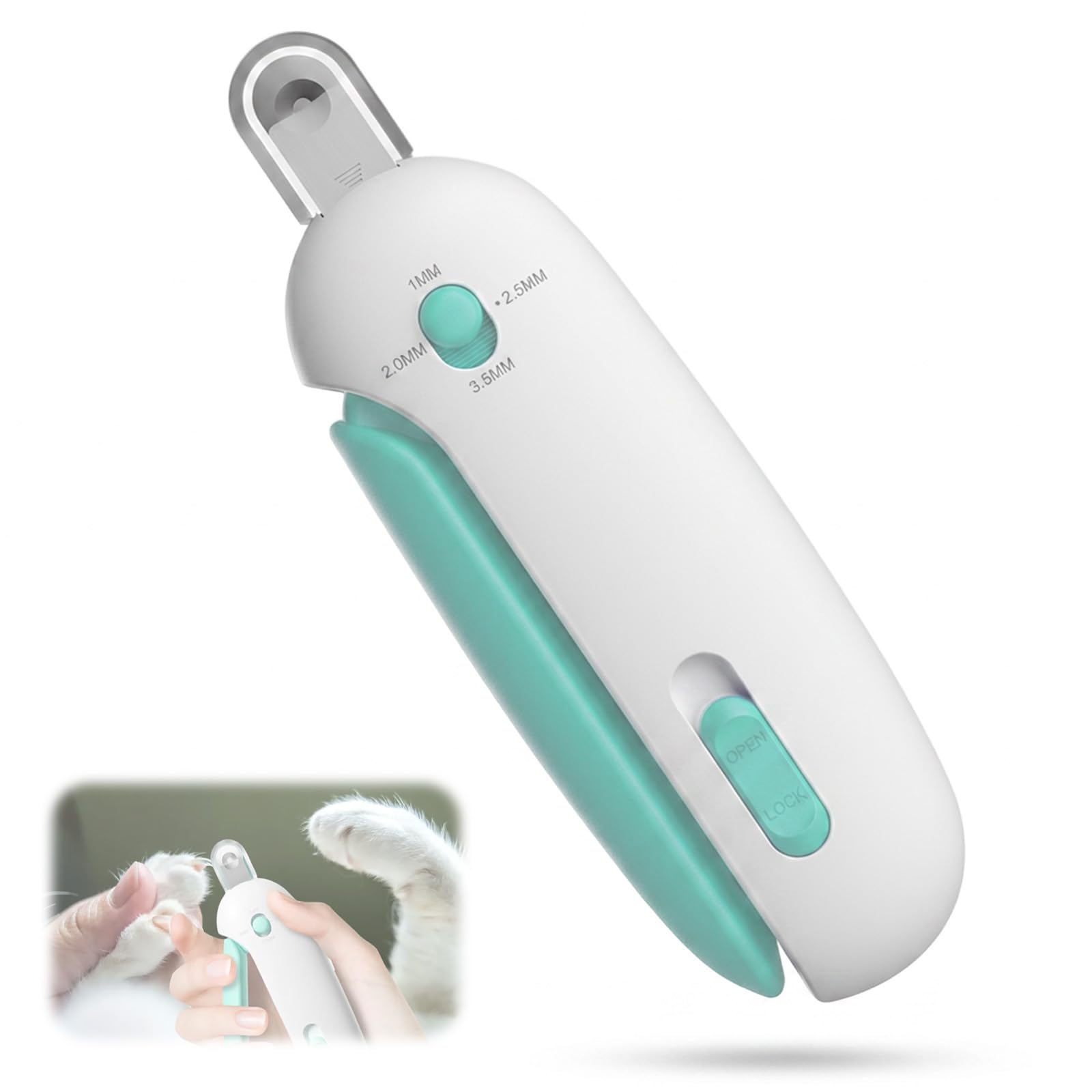 4-Level Adjustable Cat Nail Clippers, 1Pcs Multifunctional Cat Nail Clipper, with Safety Guard, Stainless Steel Dog Nail Clippers, with Hidden Nails File, for Kittens Indoor Cats Home Grooming(Blue)