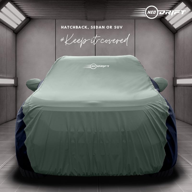 Image of NEODRIFT 'SuperTech' Car Cover for Vinfast VF 6 (100% Water-Resistant, All Weather Protection, Tailored Fit, Multi-Layered & Breathable Fabric) (Colour: L.Green+Black)