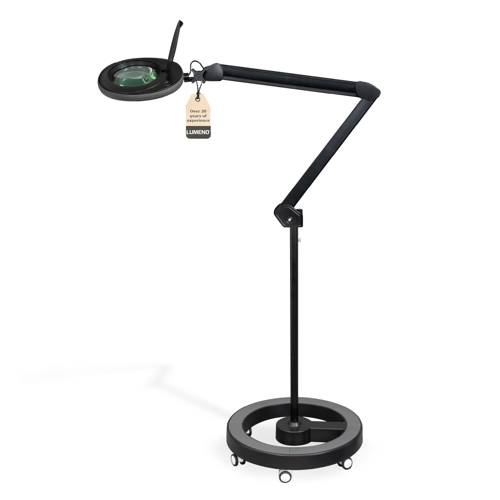 Lumeno 721X LED Magnifying Lamp, 5 Dioptre, Rolling Floor Stand, Black