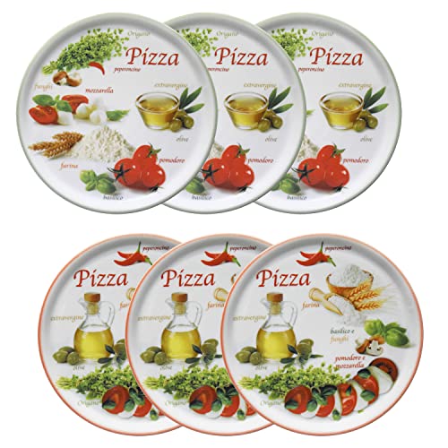 MamboCat 6er Set Pizzateller Napoli Green & Red Ø 32 cm I Weisse...