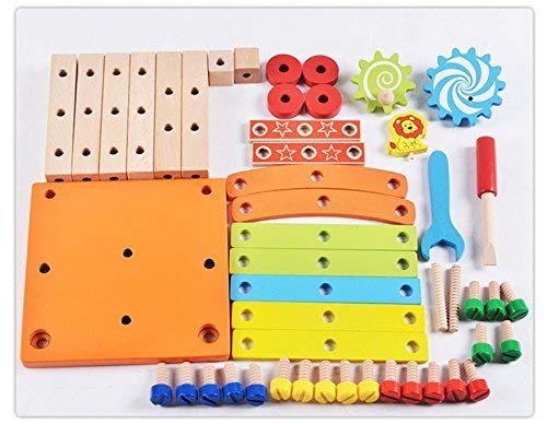 Fidtoy wooden assembling toy with chair model and colorful parts for kids