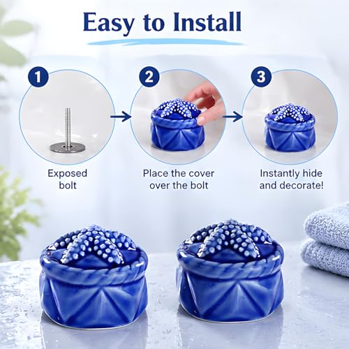 Cubiertas para pernos de inodoro con diseño de mar para decorar baños costeros 8