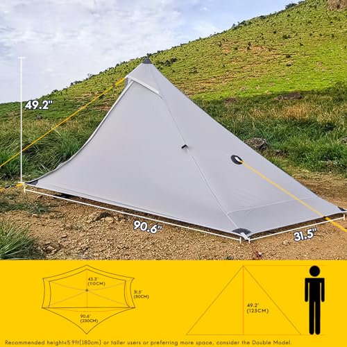 Image of LANSHAN Ultralight Waterproof 1-2 Person Backpacking Tent | Ultralight waterproof nylon, pitch anywhere, for camping & travel.