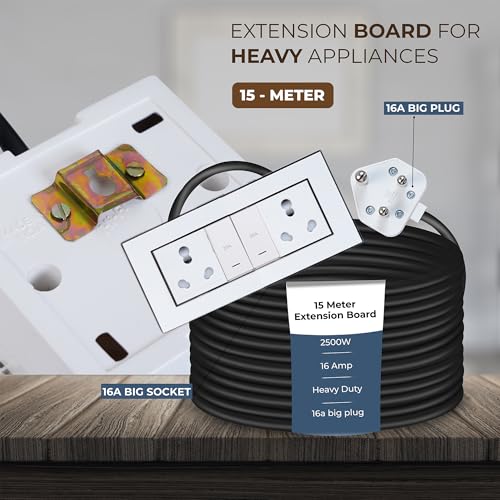 Image of Extension Board Heavy Duty Multi Socket 15A /16A /20 (2500 Watts 16A Big Plug and Two 16A Socket and Two 20A Switch, 15 Meter)