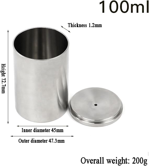 100ml Stainless Steel Specific Gravity Cup, Specific Gravity Meter Paint Density Cup, One-Piece Molding, No Gaps, Easy to Clean, for Measur The Specific Gravity of Coating