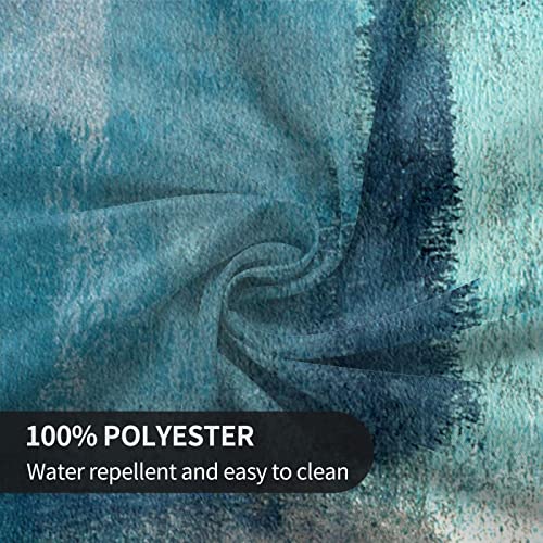 Teal Grey Abstract Art Painting Round Tablecloth Washable Reusable Decoration Table Cover For Kitchen Party 60" #TOP7