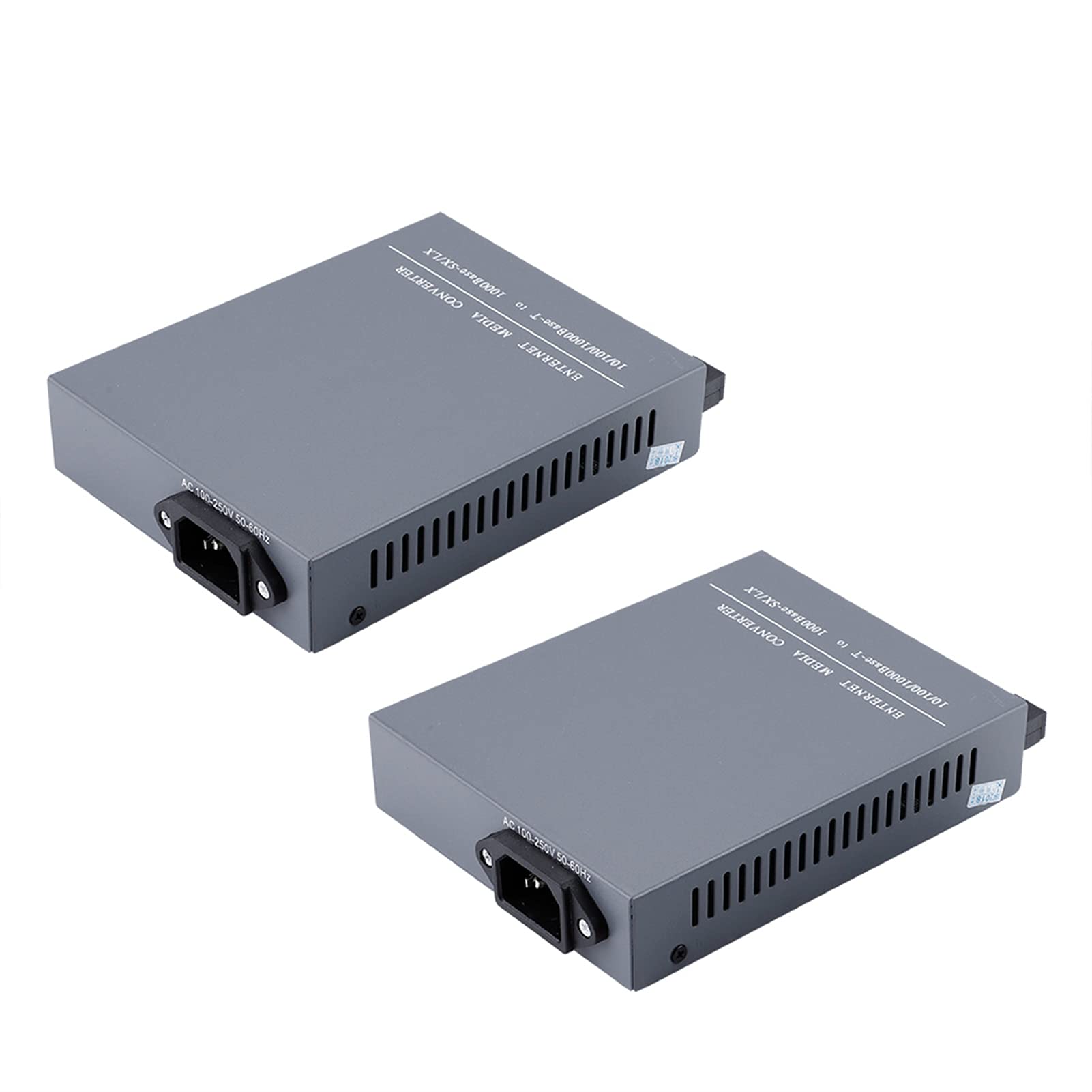 Fabater Lot de 2 Convertisseurs de Média Fibre Gigabit SC Monomode, émetteur-récepteur Optique 10/100/1000 Mbps RJ45 vers 1000Base-SX/LX, Conforme IEEE802.3z, jusqu'à 20 Km, Lot de 2