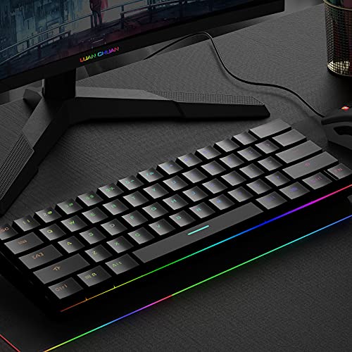 Image of Metal Keycaps Mechanical Gaming Keyboard with Blue Switches, Support USB Bluetooth Connection, 15 RGB LED Backlit, for Windows Mac PC(Black)