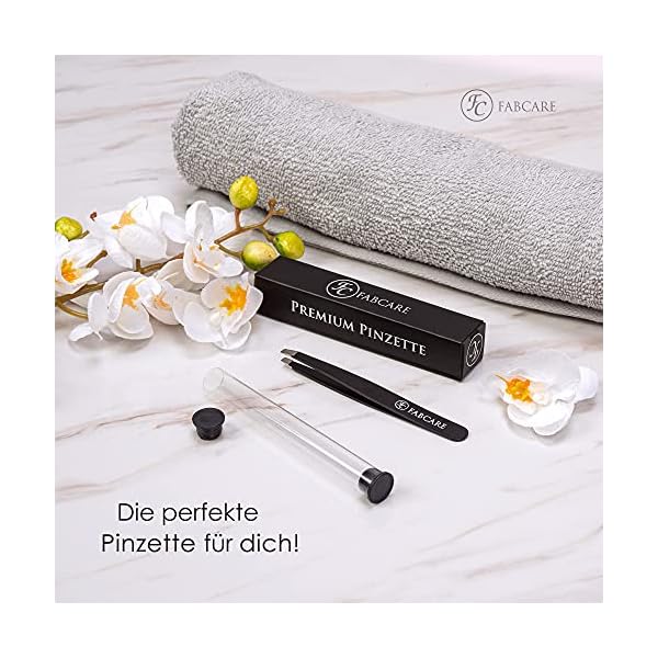 FABCARE Pinzette zum Augenbrauen zupfen (schräg) inkl. Etui - Verbesserte Spitze - Profi Augenbrauenpinzette mit Anti… – Bild 7
