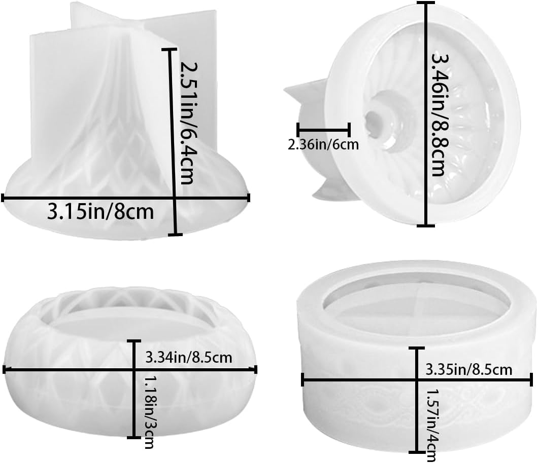 2 PCS Storage Box with Lids Jewelry Box Resin Silicone Mold Creative Silicone Candle Vessels Pot Molds Round with Cover Moulds for Epoxy Resin DIY Candle Holder Pen Holder Crafts