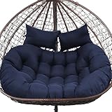 boyspringg Patio Double Egg Chair Cushion Replacement 55x35in Thickened Memory Foam Large Double Egg Swing Chair Cushions Hanging Basket Chair Cushion(Blue)