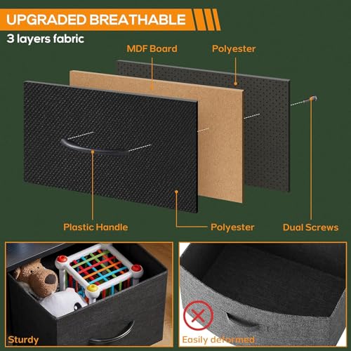 Chulovs Dresser with 4 Drawers, Storage Tower, Organizer Unit, Fabric Dresser for Bedroom, Hallway, Nesting Tables, Entryway, Closets, Sturdy Steel Frame, Wood Top, Easy Pull Handle (black)