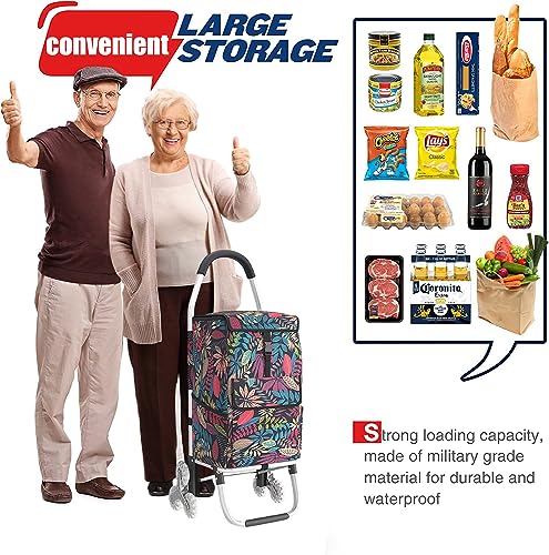 SADOMAIN Aluminium Einkaufstrolley Treppensteiger, Tragfähigkeit 60 kg, Trolly Einkaufswagen Klappbar mit 6 Räder und Abnehmbare Tasche 60L, Wasserdicht (A) – Bild 3
