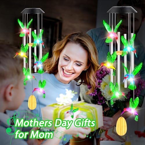 QUNPON-Womens-Gifts-for-Christmas-Birthday-Gifts-for-Women-Mom-Grandma-Gifts-Hummingbird-Wind-Chimes-Solar-Lights-for-Outside-Outdoor-Yard-Home-House-Patio-Garden-Gardening-Decor-Gifts-for-Mom-Sister
