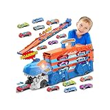 TERRAMUS Dinosaurier Transport Truck - 3 in 1 Auto Spielzeug Auswurf Folding Portable Track für Kinder mit 8 Race Cars, Portable Träger Fahrzeuge Spielzeug-Set für Kinder Jungen 3-5 Jahre alt