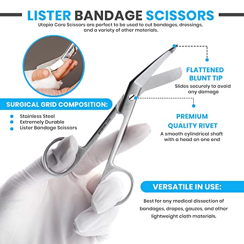 Image of Utopia Care Bandage Scissors, 7.5 Inch Stainless Steel Shears for First Aid and Professional Use - Silver