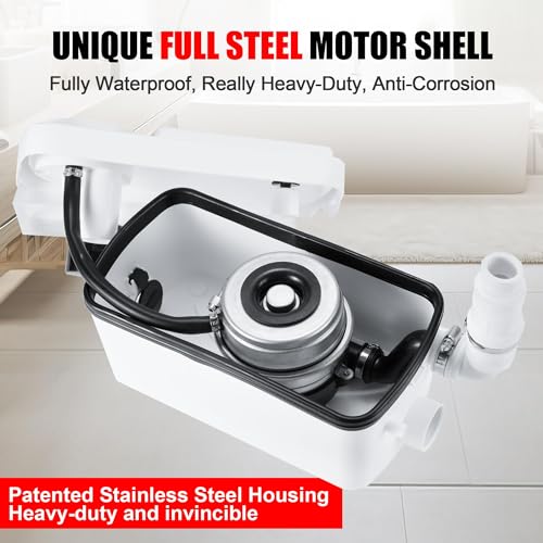 Image of 300W Macerator Pump, Sink Sewerage Pump 5100 L /h Flow, 22 ft /6.7 m Head, Sewage Pump for Basement, Kitchen, Sink, Shower, Bathtub, Laundry Waste Water Disposal Upflush Machine