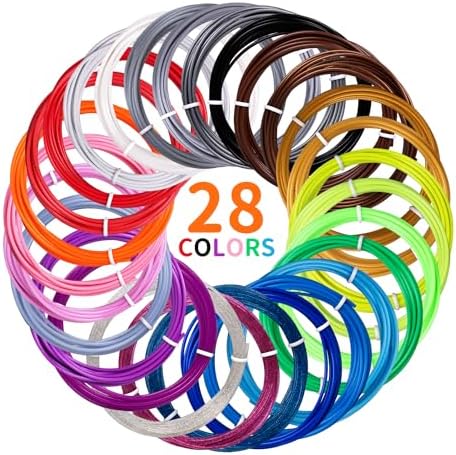 Kretrum 3D Pen Filament Refills 28 Colors 1.75mm PLA 3D Printing Pen Filament Refills Compatible with MYNT3D SCRIB3D PIKA3D 3D Pen for Kids NOT Fit 3Doodler Start Pen Per Color 10 Ft Total 280 Ft