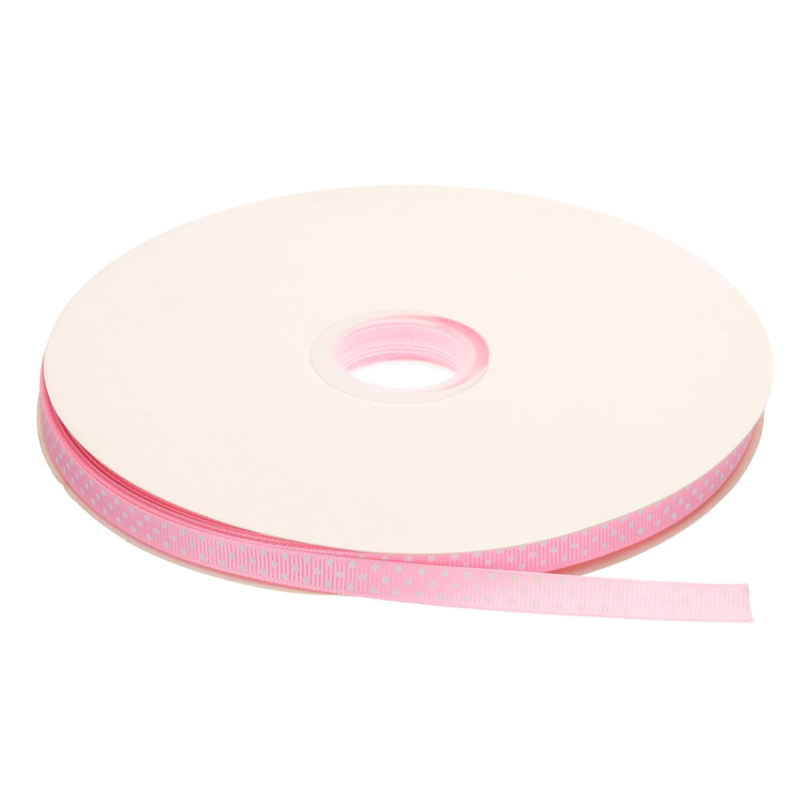 sourcing map Grosgrain Ribbons 100 Yards 3/8 Inch Pink with White Dots Ribbon Bow Decoration for Crafts Gift Wrapping Wedding DIY Handmade โ image 1