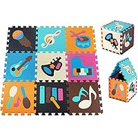 Moby-System Baby Play Mat - Musical Design Puzzle with 9 Interlocking Foam Tiles - Soft, Floor Mat for Toddlers & Children - Anti-Slip Surface, 90x90cm - Safe for Learning