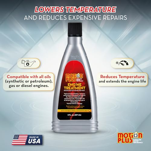 Image of Motion Plus Engine Treatment - Heavy Duty Metal Treatment & Super Lubricant for Gasoline & Diesel Engines, Reduces Friction, Heat & Wear, Increase Horsepower, Engine Performance & Longevity - 8 Oz