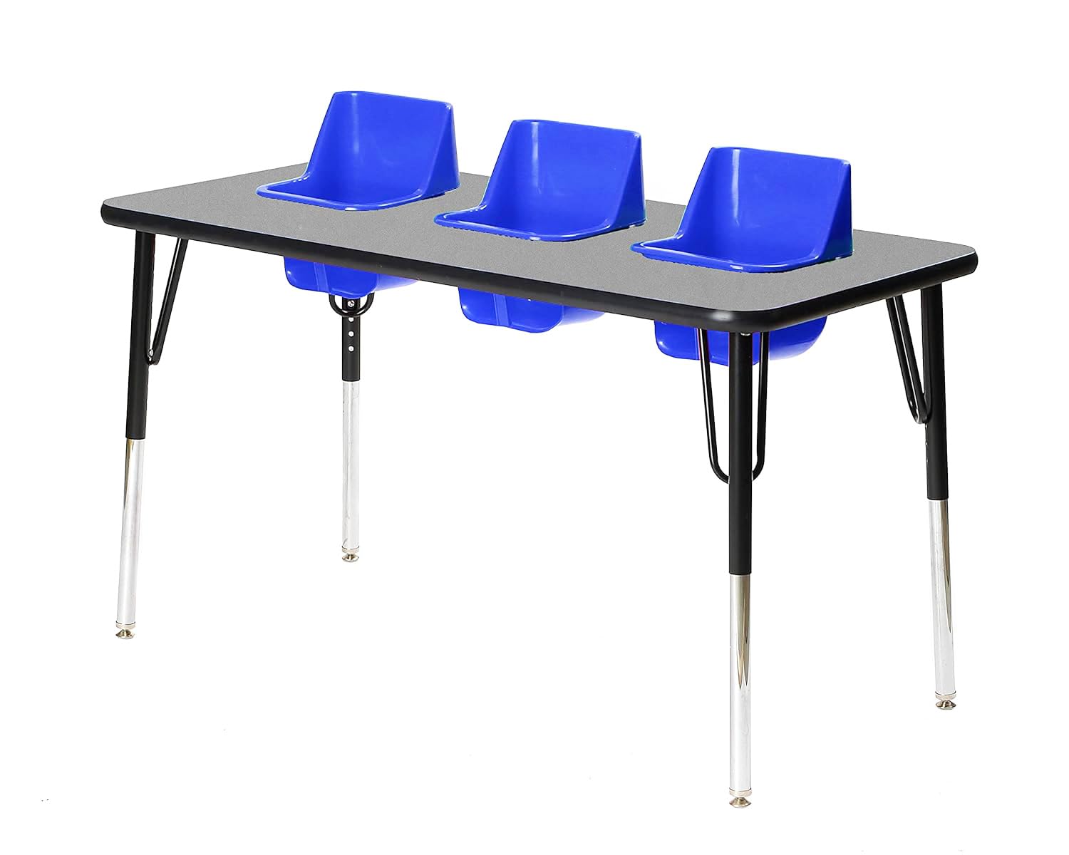 Toddler Tables 3-Seat Feeding Table (Glace Top, Blue Seats, Black T-Mold), Ships in 2 Boxes