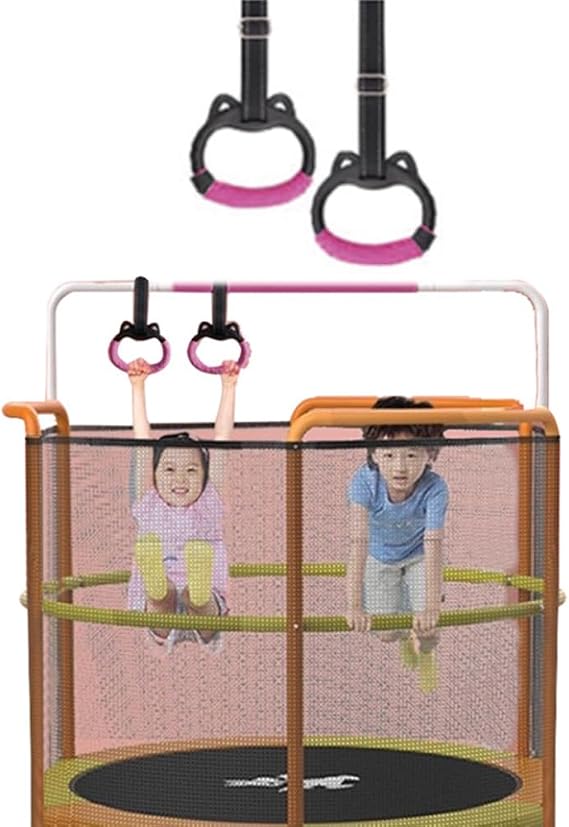 Gymnastics Rings Set for Kids, Professional Children's Trapeze Bar Pull Up Rings with Straps Playground Home Gym Ring with Drawstring Bag for Physical Training