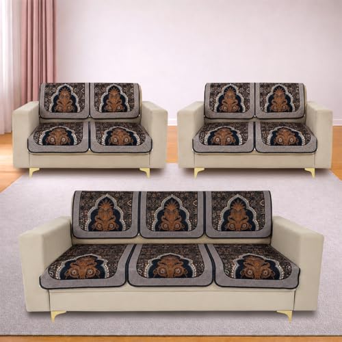 Image of Homerz Premium 'Maharaja Paradise Series' Sofa Cover | Net Fabric Sofa Cover | Washable, Anti-Dust Backed & Wrinkle Resistant Cover (Sheesh Mahal, 7 (3+2+2) Seater, Seat Cover with Backrest)