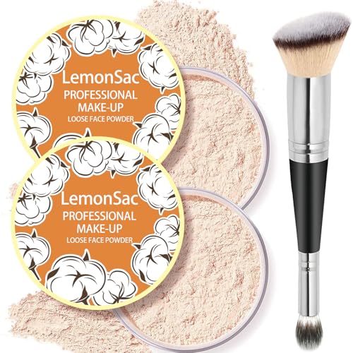 2PCS Loose Face Powder, Oil Control Minimizes...