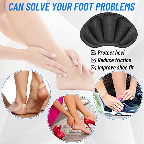 Image of Shoe Heel Inserts, 16 Pcs Mesh Self-Adhesive Heel Cushion Pads for Back of Heel, Heel Cushion Inserts Prevent Shoes Too Big for Women Men, Black