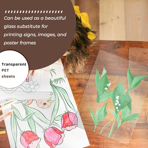 Image of TKOnline 10 PCS Plexiglass Sheets, 8.5 inch x 11 inch x 0.02 Clear PET Sheet Panels, Clear Acrylic Plastic Sheet for Picture Frame, Invitations, Poster Frames Plastic Board