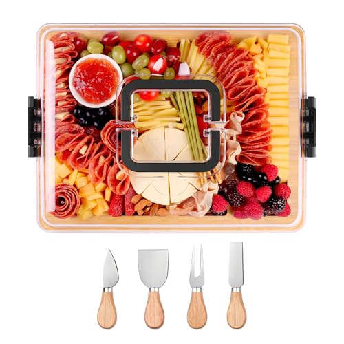 CAWIU Portable Charcuterie Board with Lid, Travel...
