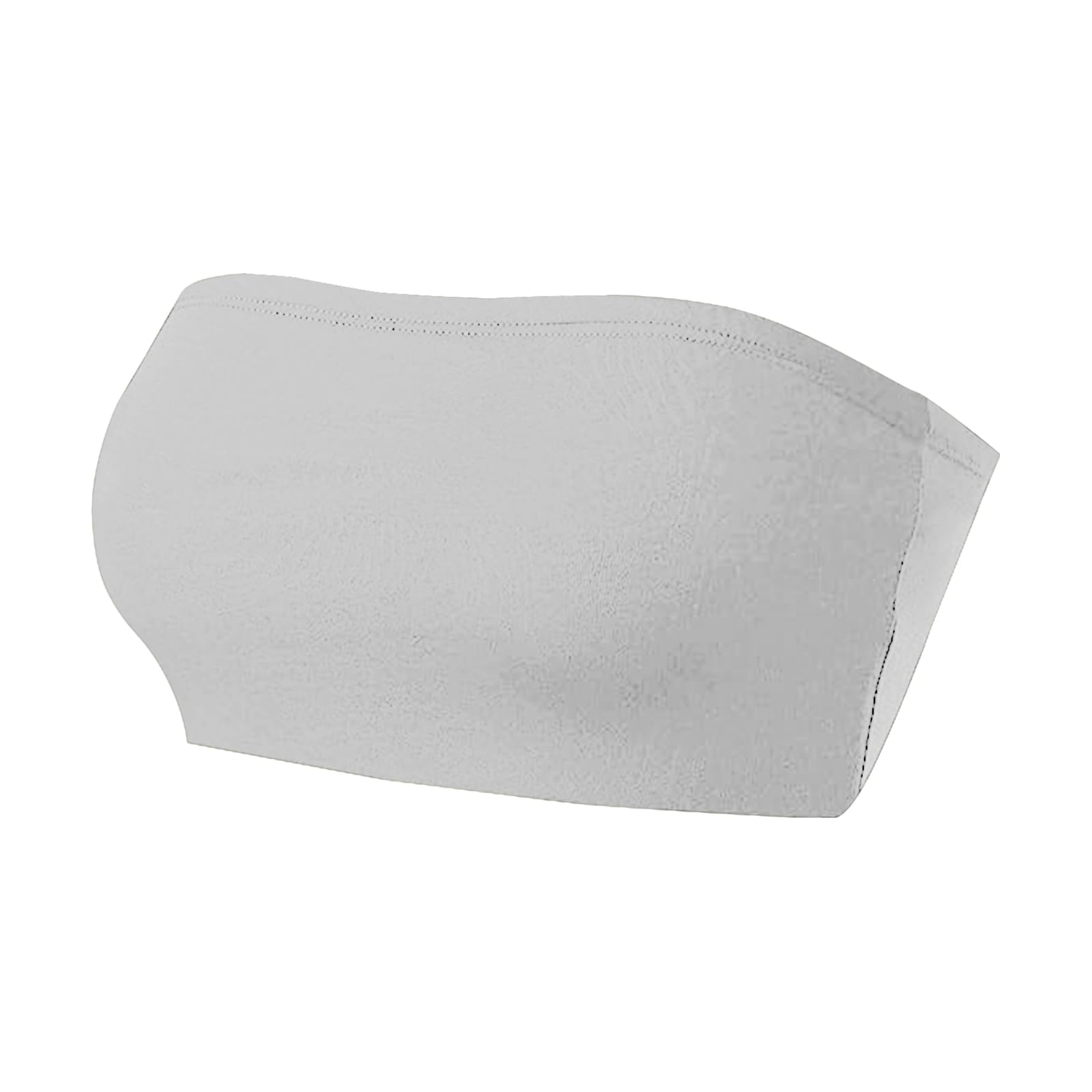 Netsetuk Women's Grey Strapless Bandeau Boob Tube Solid Seamless Vest Inner Bra Support Causal Stretchy Sleeveless Crop Tops For Summer Beach Wear