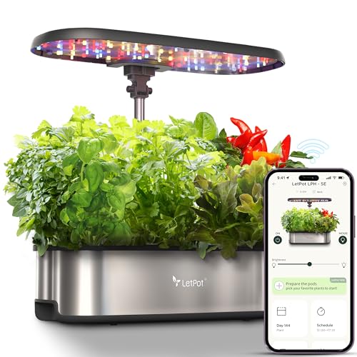LetPot LPH-SE Hydroponics Growing System, 12 Pods Smart Herb Garden Kit Indoor, Indoor Garden, APP & WiFi Controlled, with 24W Growing LED, 5.5L Water Tank, Pump System, Automatic Timer
