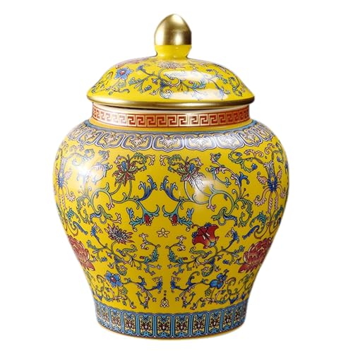 Niebieski chiński słoik imbirowy - porcelanowy dekoracyjny słoik do przechowywania z pokrywką do tradycyjnej dekoracji domu herbata suszone owoce płatki śniadaniowe - elegancki niebieski akcent