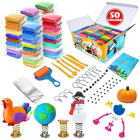 Modeling Clay Kit - 50 Colors Air Dry Magic Clay, Soft & Ultra DIY Molding Clay with Tools, Animal Decoration Accessories, Kids Art Crafts Best Gift for Boys & Girls Cover