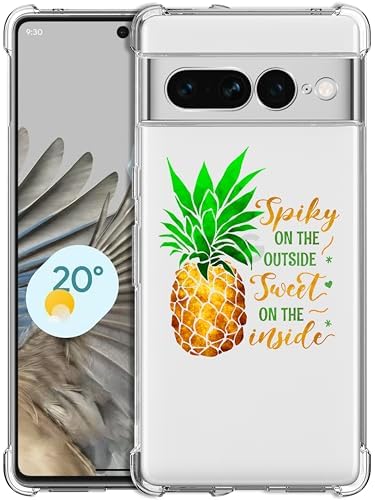 for Google Pixel 7 Pro 5G Case, Pixel 7 Pro Clear Case - Sweet Pineapple Quotes Printed Slim Fit Flexible Clear Shockproof Designer Back Case/Cover for Google Pixel 7 Pro 5G.