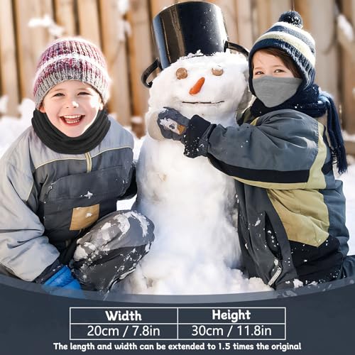Awumbuk Schlauchschal Kinder, Fleece Schal Kinder Jungen Mädchen Winddicht Kinderschal Loop Schal Winter Halswärmer Schwarz Halstuch Ski Maske Multifunktionstuch 2 Stück