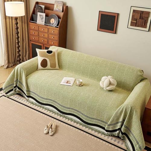 Foxace ソファカバー 2人掛け 肘付き 3人掛け ソファーカバー グリーン 北欧風 シンプル 一体型 洗える マルチカバー 180x180cm キズ防止 汚れ防止 オールシーズン ベッドカバー ソファ保護カバー かけるだけ 超便利
