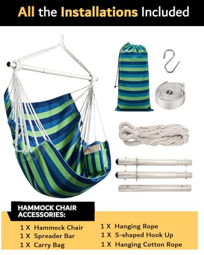 Image of Lulladle Hammock Chair Hanging Rope Swing - Hammock Chair Bedrooms - Swing Chair Indoor - Hanging Chair Outdoor - Max Weight 500 Lbs
