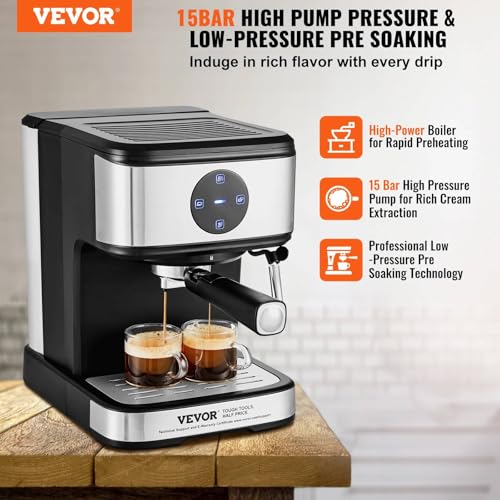 Image of Mann Mart‚Professional 15 Bar Espresso Machine: Make CAF‚ao¬-Quality Coffee & Espresso at Home with Built-in Milk Frother