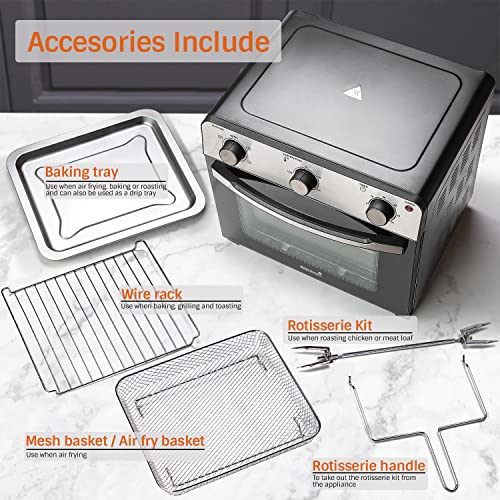 MaxxHome Mini-Backofen - Heißluft Mini Ofen - Heissluftfritteuse - Heißluftofen mit Einstellbare Temperatur - Backbleche + Grillrost - Kapazität 28L - 1600 W – Bild 8
