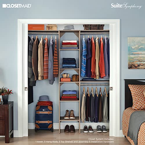 Image of ClosetMaid 1951140 SuiteSymphony 16-Inch Closet Organizer with Shelves, Natural Gray