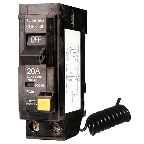 20 amps Gfci Breaker, Plug In Ground Fault Circuit Interrupter, Self Testing, 20 Amp, 1 Pole, 120V,10,000 AIC,Easy to Install