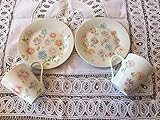  MaJe ceramista set 2 tazas y platos esmaltados porcelana pintada a mano capa torero.