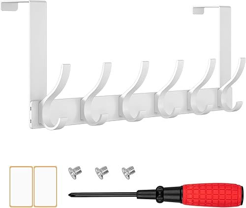 Ganchos para colgar sobre la puerta, 12 ganchos para colgar sobre la puerta, 15.5 pulgadas de largo x 4.5 pulgadas de alto, perchero para colgar