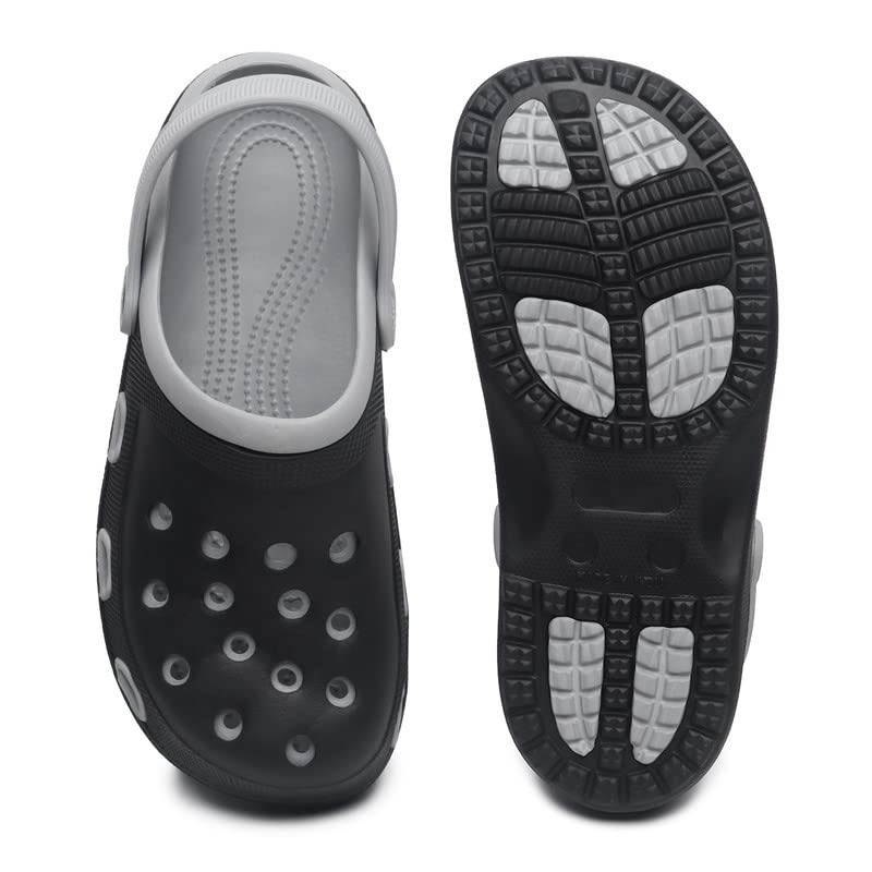 Image of AARJU Chappal for Men | Casual Slippers,Slides,Water Proof, for Men Stylish | Perfect FILP-Flops for Walking Slippers (Grey and Black,10)